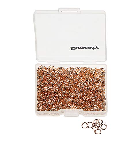 Shapenty 1000PCS Rose Gold Iron Open Jump Rings Connectors Bulk for DIY Craft Earring Necklace Bracelet Pendant Choker Jewelry Making Findings and Key Ring Chain Accessories (Rose Gold, 4mm)