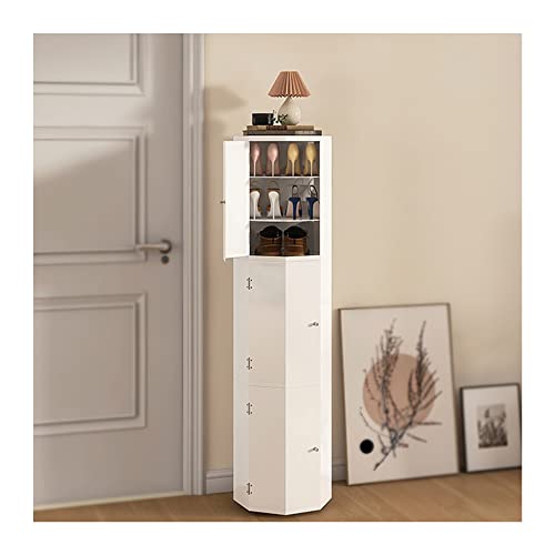 Étagère à chaussures octogonale en métal blanc au design minimaliste et géométrique