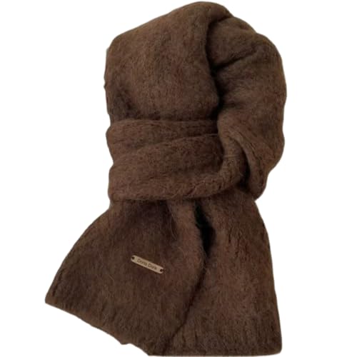 Premium Comfort Luxury 100% Alpaca Wool Warm Neck Scarf For Women Shawl Wraps Winter Scarves Blanket Soft Lightweight (Brown 100% Alpaca Wool Warm Scarf)