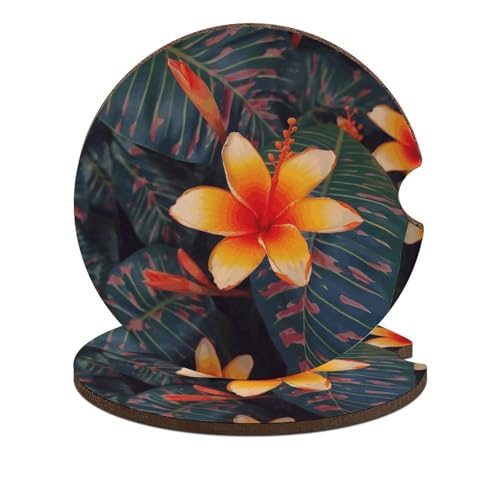 Portavasos para auto con diseño flor hawaiana 2.6 in 2 piezas miniatura 1