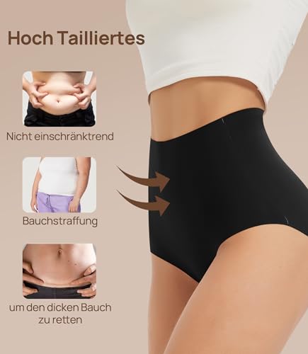 Image of Seamless Underwear for Women - High Waisted No Show Panties, 3D Wrap Hip Full Coverage Stretch Briefs 6 Pack