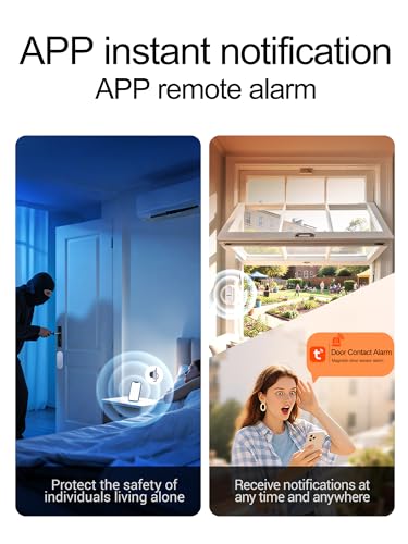 Image of Heiman WiFi Door Window Alarm Sensor, Smart Wireless Magnetic Contact Sensor with Real-Time App Alerts, Compatible with Alexa & Google Assistant, 2.4G WiFi Home Security,Window Door Alarms When Opened