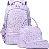 Meisohua Girls Backpack with Lunch Box 3 in 1 Backpack Set for Girls School Backpack for Kids Preschool Kindergarten Elementary Kids Bookbag with Chest Strap Water Resistant Butterfly Furry Backpack