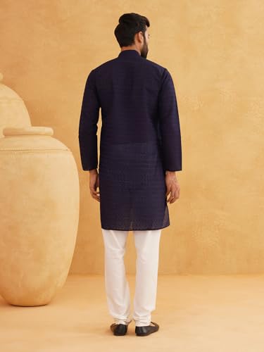 Image of Sojanya (Since 1958 Motifs Embroidered Thread Work Pure Cotton Straight Kurta With Churidar