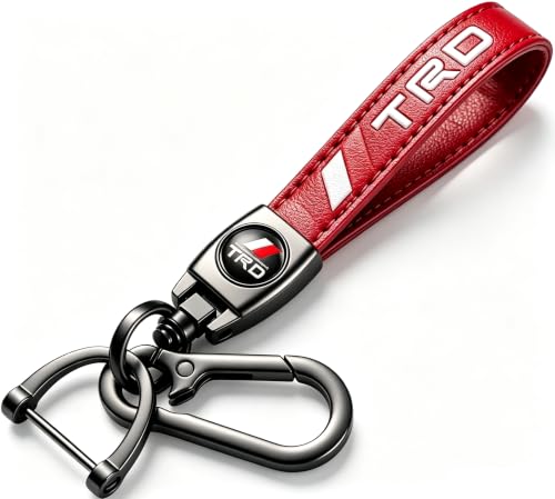 Image of Leather car Keychain 03 Set for Men and Women Family Present Keychain Key Ring Lanyard (red)