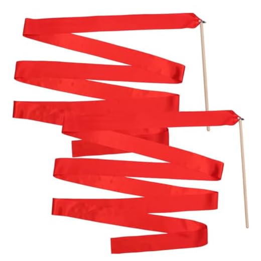 Sosoport 2 Piezas Cinta De Gimnasia Bailando Cinta De Gimnasia Rítmica Cinta De Baile Gimnástico Cintas De Seda Bailando Cinta De Gimnasio Cinta Rítmica Bailar De Madera Niño Adulto El Palo