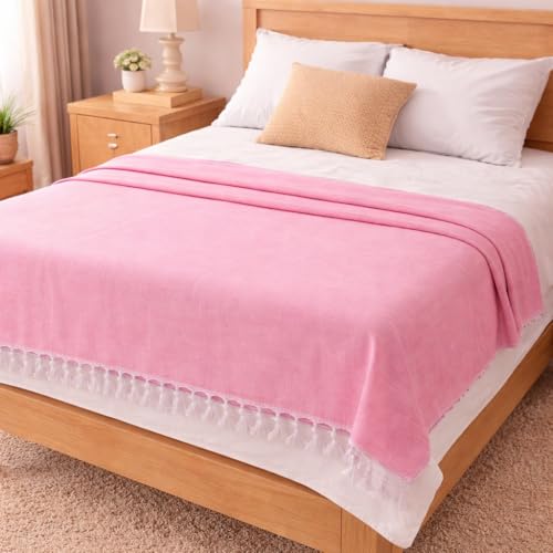 Image of OKTIC Bhagalpuri Dull Chadar Combo Pack Set of 2, Odhne Wali Top Sheet | Pure Cotton & Breathable Handloom Chadar Material, Tussle Border, Solid Single 230 x 130 cm (Peach Yellow)