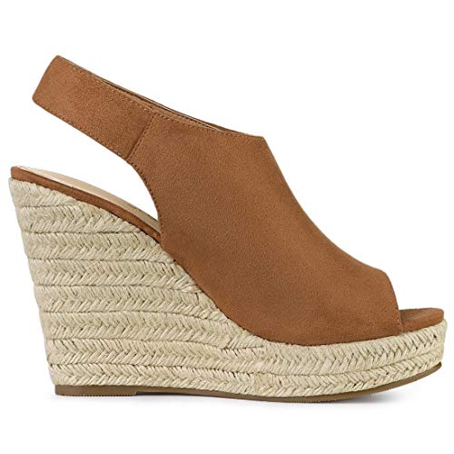 Allegra K Allegra K Women's Slingback Platform Wedges Heel Brown Espadrille Wedge Sandals 10 M US