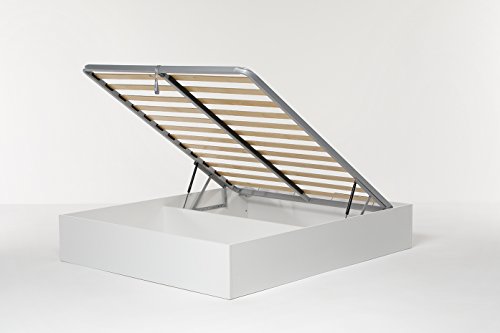 Letto Contenitore Cangù Bed Box Matrimoniale, 160x190 cm Bianco, con Rete a Doghe e Sistema di...