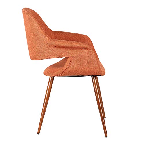 Armen Living Phoebe Dining Chair In Orange Fabric And Walnut Wood Finish #TOP2