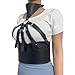 FEHEOO Women Harness Choker Corset - Adjustable Black Leather Body Harness with Collar, Edgy Strappy Chest Harness, Trendy Gothic Fashion for Parties, Cosplay, Halloween Roleplay, Clubwear & Bedroom