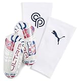 PUMA Unisex Christian Pulisic Ultra Light Sleeve Soccer Shin Guards, White-Blazing Blue-Fast Red SS26, X-Smallmall Cp Road to World Cup Ultra Light Sleeve