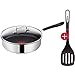 Tefal G43533 Jamie Oliver Induktion Schmorpfanne 25 cm Inkl. Glasdeckel + Tefal Pfannenwender, Edelstahl Pfannen mit Antihaftbeschichtung, Induktionsherd geeignet, Pfanne, Genieteter Edelstahlgriff