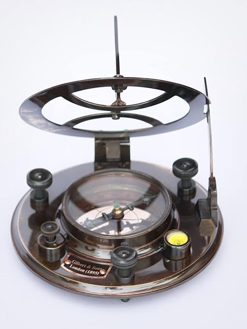 Brújula náutica de latón antigua de 5 pulgadas, grabada y hecha a mano, herramienta direccional para senderismo, rastreo y viaje miniatura 5