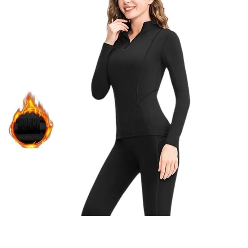 Nuovo Set Intimo Termico da Donna, Strato di Base Elastico con Collo Alto, Abbigliamento Sportivo Invernale