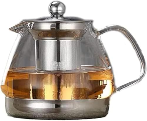 CokBlu IH対応 耐熱ガラスポットティーセット 304 ステンレス鋼茶漉し付き 高ホウケイ酸ガラス 急冷急加熱割れにくい 大容量おしゃれ透明急須