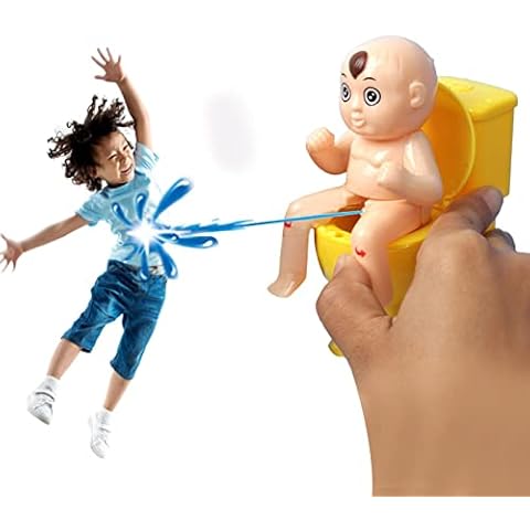 Yahuan 2 Pcs Peeing Boy Squirter Toys | Squirt Wee Boy Sitting On The Toilet,Novelty Pee Boy Squirter Toys Shooting Water Sitting on The Toilet, Gift Joke Boy Toy for Kids Cover
