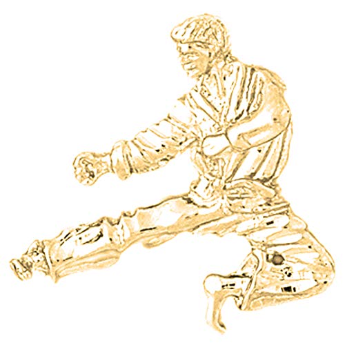 Jewels Obsession 14K Yellow Gold Martial Arts Karate Pendant With 18" Necklace - 28 Mm #TOP1