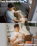 LitONES Lampe de bureau avec bras pivotant pour le bureau d'intérieur, 1200LM Lampe de bureau réglable pour l'étude, lecture, lampe de table réglable lumière de tâche pour le travail à domicile, éclairage de bureau pour les appels vidéo, baladodiffusion
