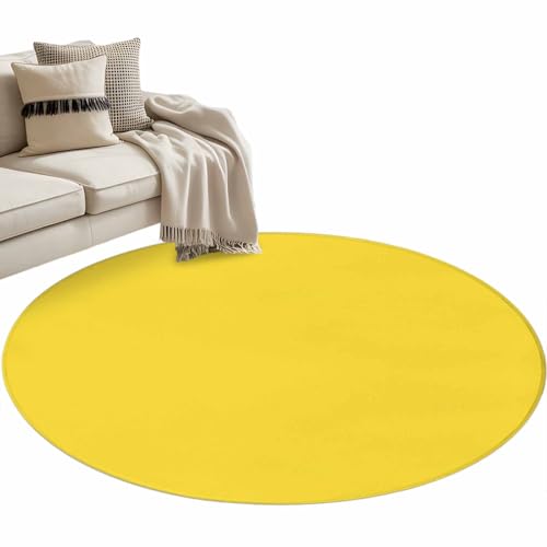 Tapete Redondo Amarillo 4ft para Sala y Dormitorio miniatura 1