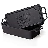 BBQ-Nerd© Dutch Oven Brottopf aus Gusseisen 9,4 L | Brotbackkasten mit Grill-/Servierpfanne für alle Herdarten, Öfen und Grillgeräte | Feuertopf für Kuchen Brot Auflauf Braten