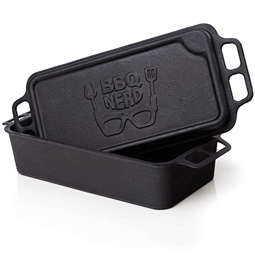 BBQ-Nerd© - Olla para pan (hierro fundido, 9,4 L, con bandeja para barbacoa/servir para todos los...