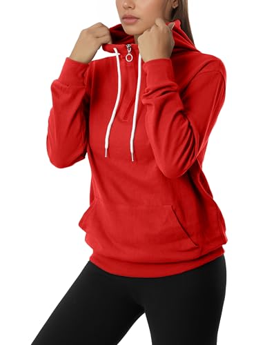 Image of GIVON Womens Casual Zip Up Hoodie Cotton Blend Soft Fabric Basic Layering Hooded Jacket with Kangaroo Pocket