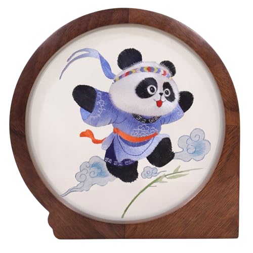 Chinese Handmade Double-Sided Panda Embroidery Art