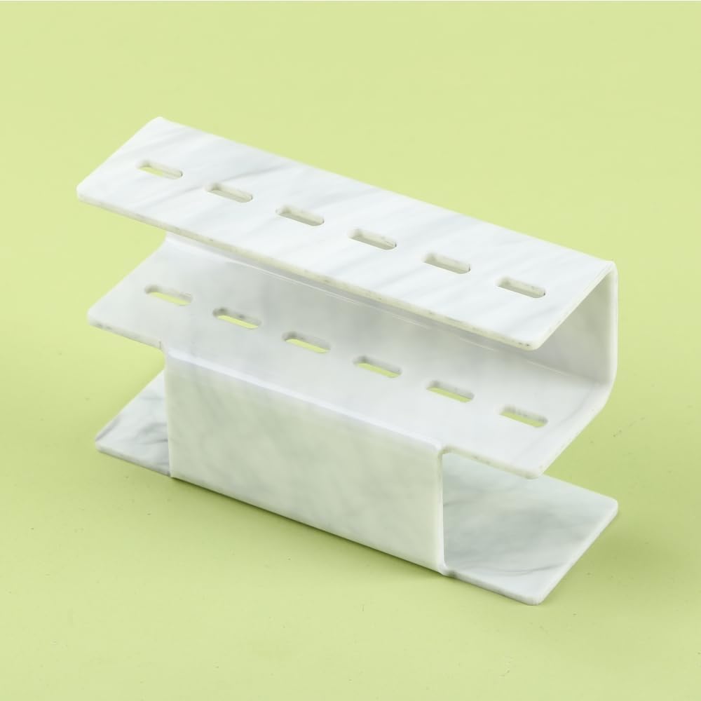 Acrylic Tweezers Holder, 6 Holes Tweezers Stand Display Organizer for Eyelash Extension Supplies Accessories Grafting Beauty Tools (6 Holes Marble White) image 3