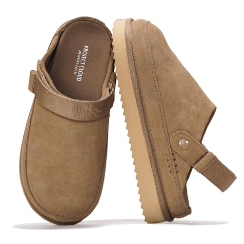 100% Genuine Leather Platform Mule Clogs for Women - Fall Shoes for Women