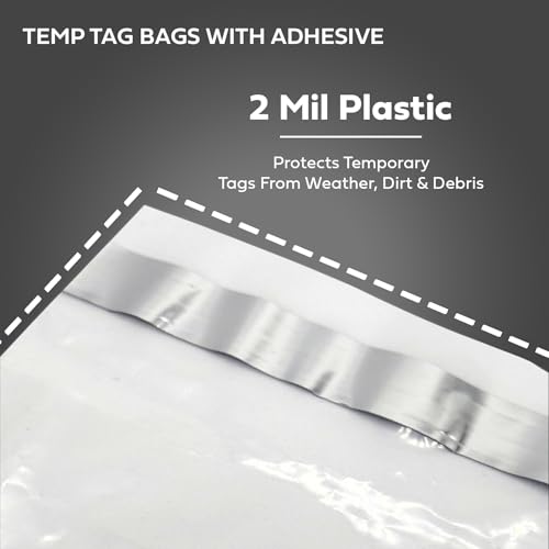 License Plate Temporary Tag Bags - Premium Plastic with Adhesive (100 per Pack) - Thumbnail 5