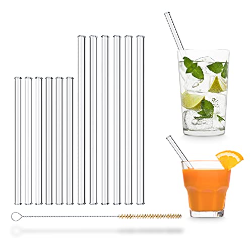 Foto von HALM Glasstrohhalme 6x 20 cm & 6x 15 cm Strohhalm aus Glas - Budget Line - Trinkhalme Wiederverwendbar - Geschirrspülfest - Glastrinkhalme aus Deutschland