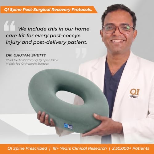 Image of Donut Pillow for Tailbone Pain | 5-Year Warranty | Coccyx Cushion for Hemorrhoids, Piles, Fistula, Sciatica, Pregnancy Pain | Car Seat Cushion for Office Chair | Orthopedic Ring Pillow | Up to 100 Kgs