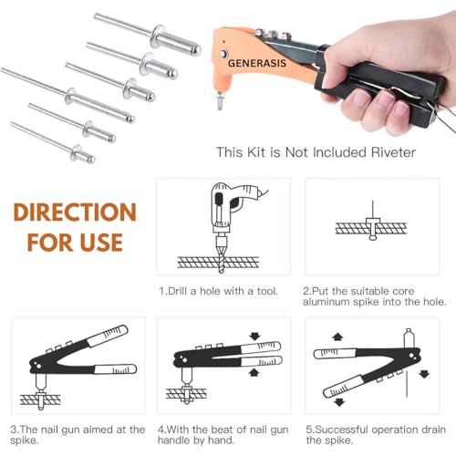 Image of 7 Sizes 400 Pieces Aluminium Blind Rivet Set | Metal POP Rivets for Riveting Gun /Riveter Machine, Rivet Pin Small to Big Size