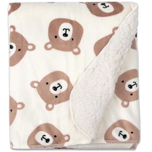 Image of Baby Essentials Sherpa Fleece Baby Blanket 35x30 - Super Soft, Warm Reversible Baby Blankets for Newborns, Infants, Toddlers, and Nursery