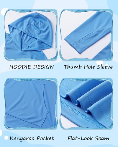 Image of Boys Rash Guard Hoodie UPF 50+ Long Sleeve Sun Protection Swim Shirt
