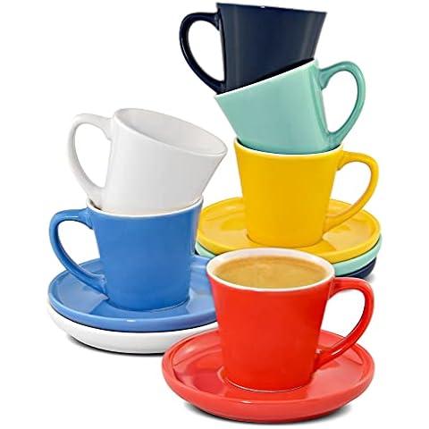 Juego de 6 Tazas de Cafe Espresso con Platos Cover