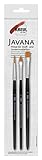 Gut auswaschbar Kreul 49042 - Javana Pinsel für feine Stoffe, 3 Synthetics Pinsel, Katzenzunge Größe 6, Rund Größe 4 und Flach Größe 8