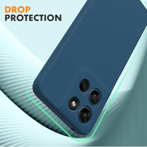 Image of DIZORO Microfiber Candy Case for Motorola G57 Power 5G Smooth Touch Cushion Liquid Soft Silicone Gel Rubber Phone Cases Non-Slip Full Body Protective Shockproof Back Cover -Blue