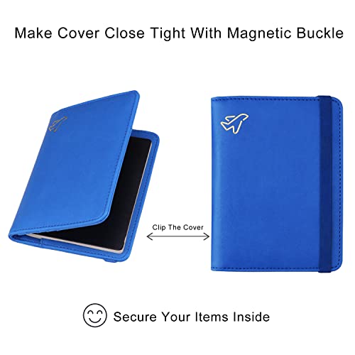 Image of WALNEW Passport Holder for Travel, RFID Passport Cover Wallet for Women Men, PU Leather Passport Book Card Holder Case with Pen, Travelling Essentials for Flying