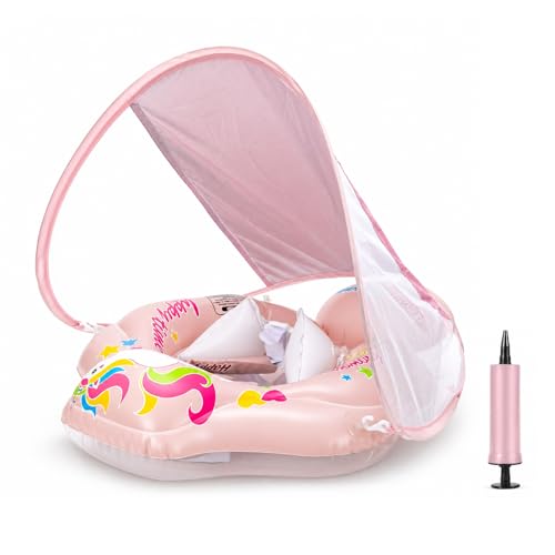 Bouée de natation pour bébé dotée d'un auvent amovible anti-UV performant