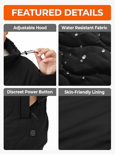 ORORO Women's Battery-Powered Heated Quilted Jacket in Black - Lightweight & Stylish Hooded Coat (Medium) - Image 5