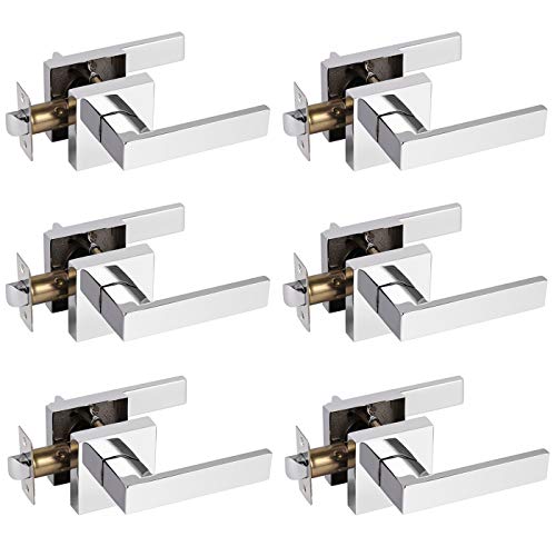 Promo 40% OFF 6Pack Gobrico Privacy Levers in Polished Chrome/Square Bed Bath Door Handles/Interior Door Locksets