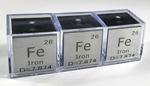 Image of 1.5 inch 38.1mm Iron Ferrum Metal Cube Fe up to 99.9% Pure Periodic Table Element Engraved Density Collection Science Education Display Block Cube + Acrylic Case Box - 1PC