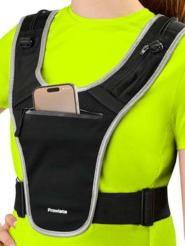 Prowiste Gilet de Course à Pied pour Femmes et Hommes – Poche Téléphone Running Imperméable – Réfléchissant, Léger et Ajustable – Parfait pour Courir en Toute Sécurité (S/M)