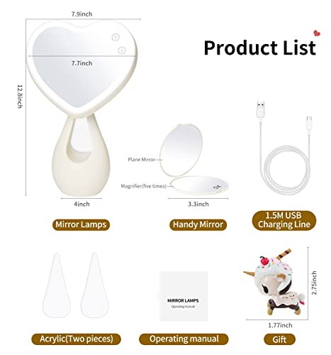 Makeup Mirror With Lights,2000 Mah Led Rechargeable Makeup Mirror,Back Ambient Light, Nice Gift For Daughter Girlfriend Wife Sister，White #TOP6