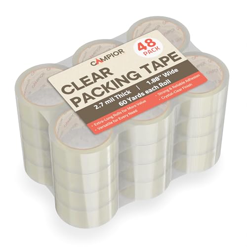 Clear Packing Tape Heavy Duty 48 Rolls, 1.7mil Thickness, Strong