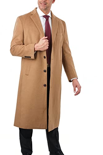 Image of THE SUIT DEPOT Mens Single Breasted Wool Cashmere Full Length Overcoat