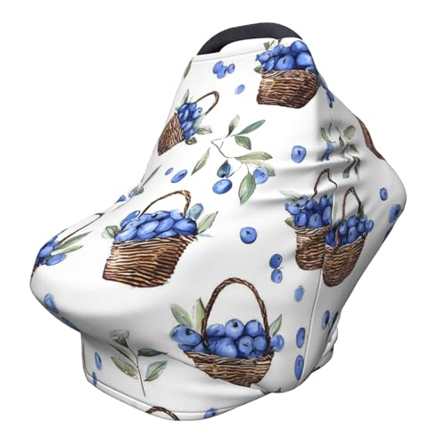 Blueberry Couverture d'allaitement à 360° Couverture complète Aquarelle Écharpe extensible pour l'allaitement et le siège de voiture Convient à la plupart des poussettes et landaus