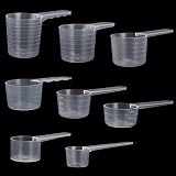 Juego de 8 Cucharas Medidoras Transparentes, Medidores de 10ml 20ml 30ml 40ml 50ml 60ml 70ml 100ml Cucharas de Plástico Alimentario PP para Detergente,Proteína, Cocina, Cosméticos, Manualidades